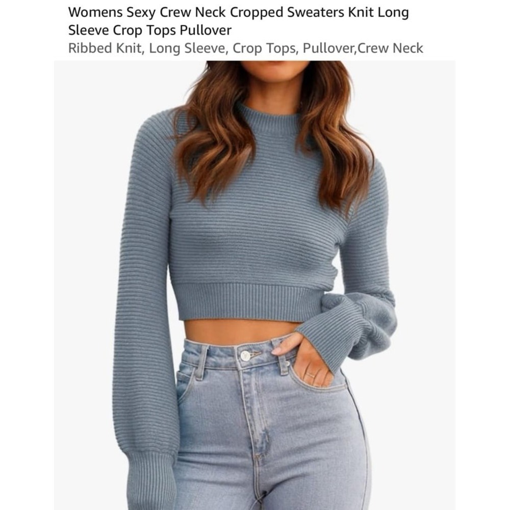 PRETTYGARDEN Ribbed Crew Neck Cropped Knit Gray
Sweater Size Small